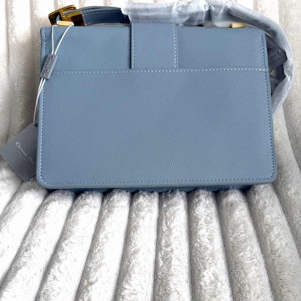 Light Blue Structured Crossbody Bag with Gold Hardware - Picture 6 of 6